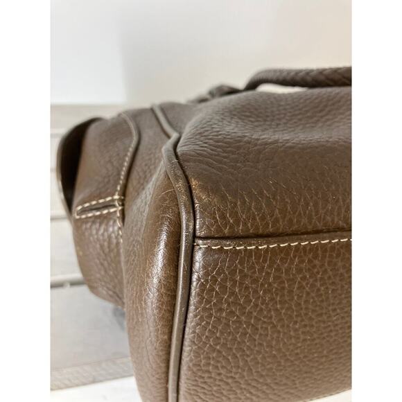 BRIGHTON LARGE BROWN PEBBLED LEATHER BRAIDED SHOULDER BAG - Picture 6 of 16